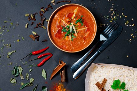 Indian food and spicy spices, stylish photos for the menuの写真素材