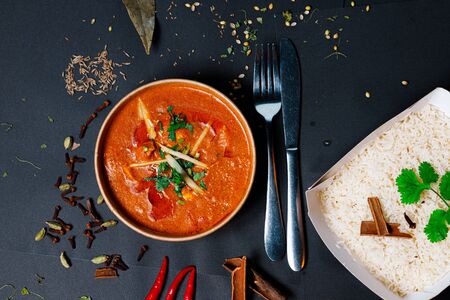 Indian food and spicy spices, stylish photos for the menuの写真素材