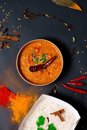Indian food and spicy spices, stylish photos for the menuの写真素材
