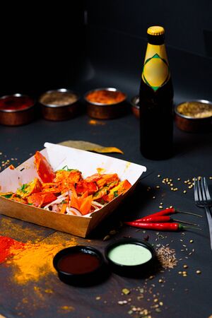Indian food and spicy spices, stylish photos for the menuの写真素材