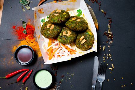 Indian food and spicy spices, stylish photos for the menuの写真素材