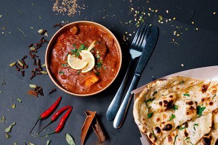 Indian food and spicy spices, stylish photos for the menuの写真素材