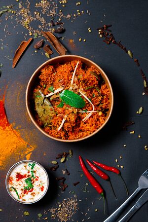 Indian food and spicy spices, stylish photos for the menuの写真素材