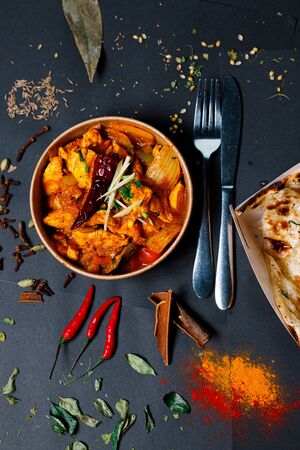 Indian food and spicy spices, stylish photos for the menuの写真素材