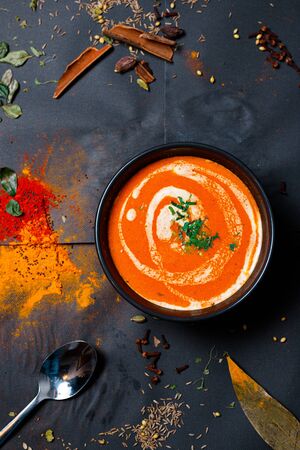 Indian food and spicy spices, stylish photos for the menuの写真素材