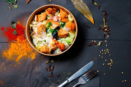 Indian food and spicy spices, stylish photos for the menuの写真素材