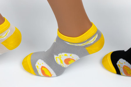 Socks on a white background. Socks on the leg.
