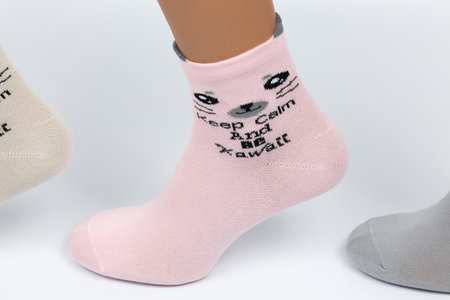 Socks on a white background. Socks on the leg.の写真素材