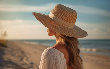 Young beautiful woman on the seashore. Beach.の写真素材