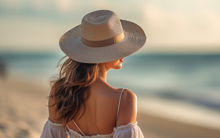 Young beautiful woman on the seashore. Beach.の写真素材