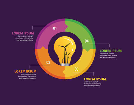 green energy infographics vector illustration, wind energy, bulbのイラスト素材