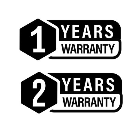 1 year warranty, 2 year warranty icon setのイラスト素材