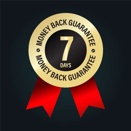 7 days money back guarantee, golden premium vector badgeのイラスト素材