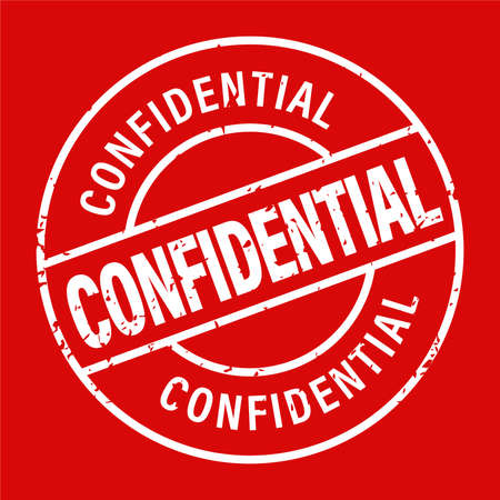 confidential vector icon isolated on red backgroundのイラスト素材