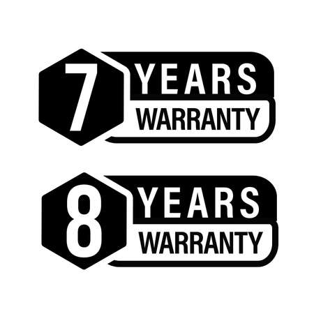7 year warranty, 8 year warranty icon setのイラスト素材