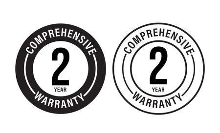 2 year comprehensive warranty  vector icon set. color in black. Full Warranty conceptのイラスト素材