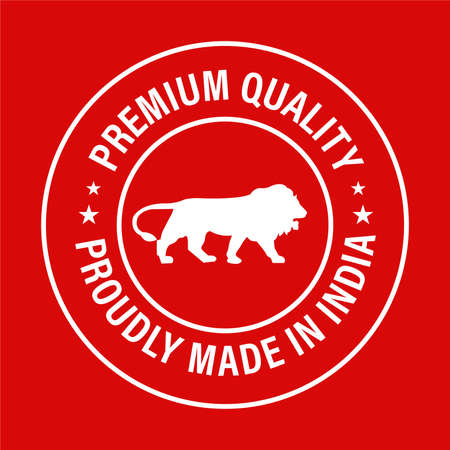 premium quality proudly made in India vector icon isolated on red background. make in India abstractのイラスト素材