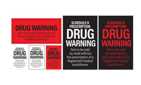 schedule h drug prescription warning vector illustration. drug package design elementsのイラスト素材