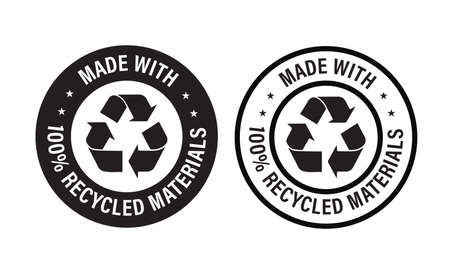 'made with 100% recycled materials' vector iconのイラスト素材