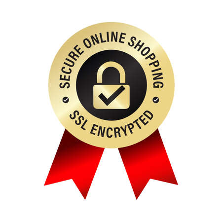 secure online shopping, SSL encrypted vector icon, premium golden iconのイラスト素材