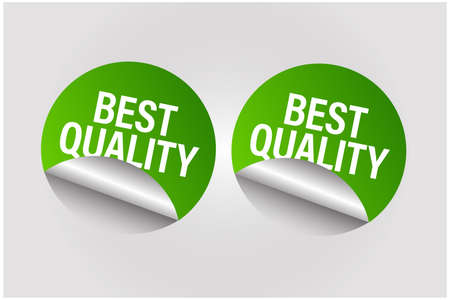 'BEST QUALITY' STICKER ICON, GREEN IN COLORのイラスト素材