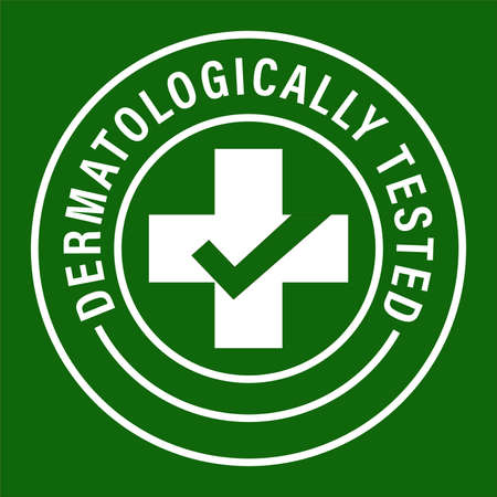 dermatologically tested vector icon, health care vector icon with cross and tick markのイラスト素材