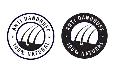 100% natural, anti dandruff vector stamp isolated on white backgroundのイラスト素材