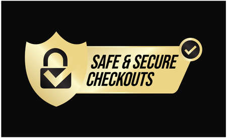 safe and secure checkout vector icon with padlock and tick mark, secure shopping abstractのイラスト素材