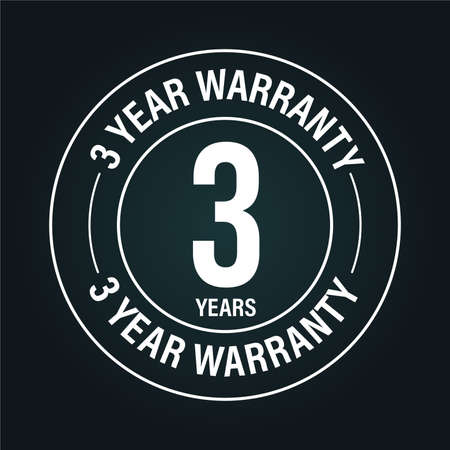 three year warranty vector icon isolated on dark backgroundのイラスト素材