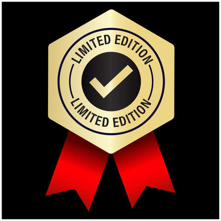 LIMITED EDITION VECTOR BADGE, GOLDEN ELEGANT VECTOR SYMBOLのイラスト素材