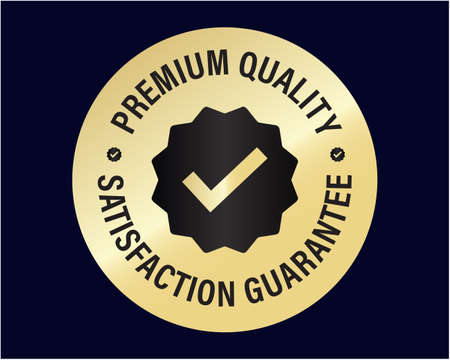 premium quality satisfaction guaranteed, golden elegant vector iconのイラスト素材