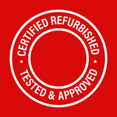 CERTIFIED REFURBISHED VECTOR ICON ISOLATED ON RED BACKGROUNDのイラスト素材