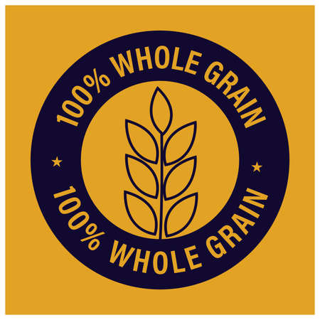hundred percent whole grain vector icon isolated on yellow backgroundのイラスト素材