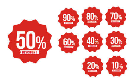 Set of percent discount number figures vector icons isolated on white backgroundのイラスト素材