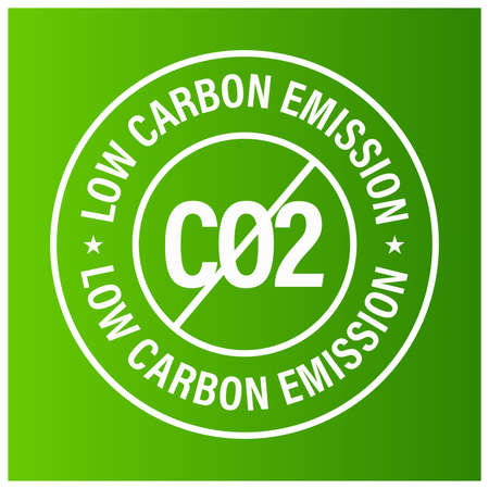 low carbon emission vector icon isolated on green backgroundのイラスト素材