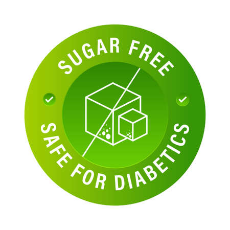 sugar free vector icon, safe for diabetics, green in colorのイラスト素材