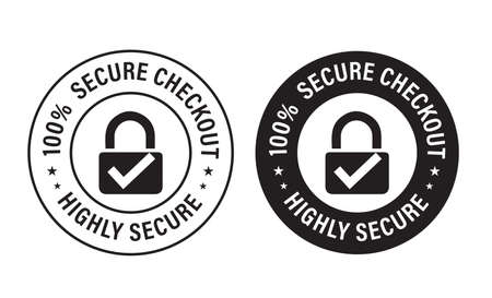 safe online shopping abstract, highly secure, 100% secure checkout vector icon setのイラスト素材