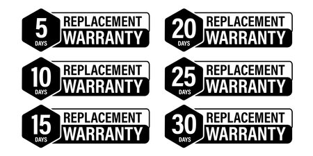 5,10,20,25,15 and  30 days replacement warranty vector icon setのイラスト素材