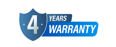 4 years warranty abstract. 'four year warranty' vector icon, blue in colorのイラスト素材