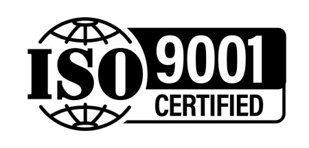 International organization for standardization abstract, 'ISO 9001 Certified' vector icon, black in colorのイラスト素材