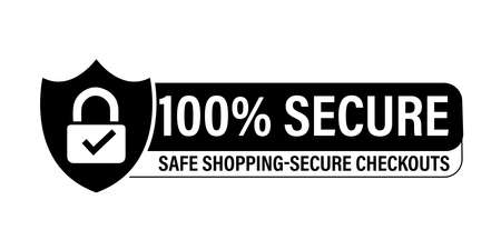 100% Secure, Safe shopping-secure checkouts vector icon with pad lock. black in color.のイラスト素材
