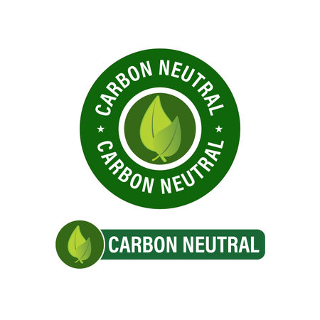 carbon neutral vector icon set with leaf symbol. green in colorのイラスト素材