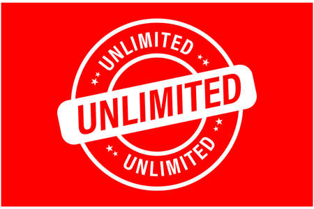 'unlimited' vector icon isolated on red background. white in colorのイラスト素材