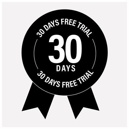 30 days free trial vector badge, black in color
