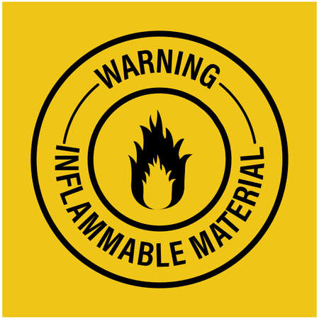 warning, inflammable material vector icon. black in color, industrial abstractのイラスト素材
