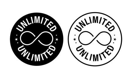 'unlimited' vector icon set, rounded seal. black in colorのイラスト素材