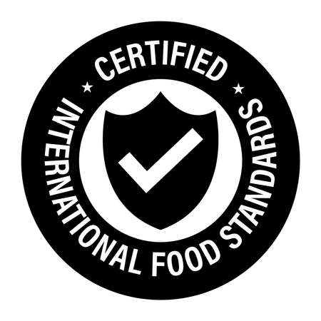 certified international food standards vector icon, black in colorのイラスト素材