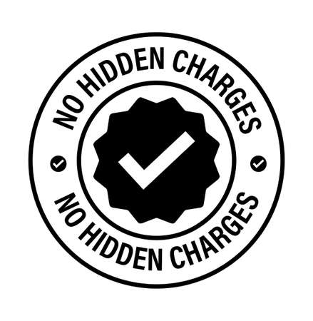 'no hidden charges' vector icon with tick mark, black in colorのイラスト素材