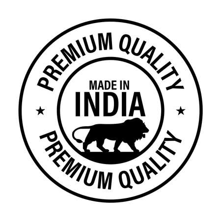 'premium quality, made in india' vector icon. black in colorのイラスト素材