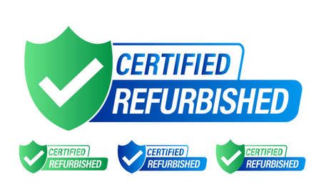 certified refurbished vector icon. refurbishment abstract. blue and green in colorのイラスト素材